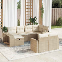 Set Divano da Giardino 10 pz con Cuscini Beige in Polyrattan 3326062