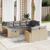 Set Divano da Giardino 10 pz con Cuscini Beige in Polyrattan 3326063