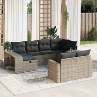 vidaXL Set Divano da Giardino 10 pz con Cuscini Grigio in Polyrattan