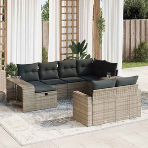 vidaXL Set Divano da Giardino 10 pz con Cuscini Grigio in Polyrattan