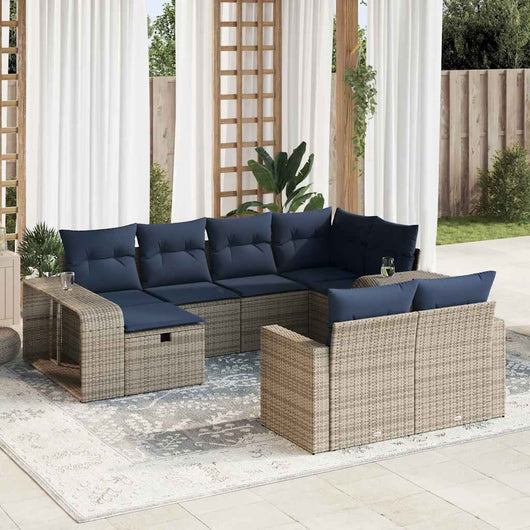 vidaXL Set Divano da Giardino 10 pz con Cuscini Grigio in Polyrattan