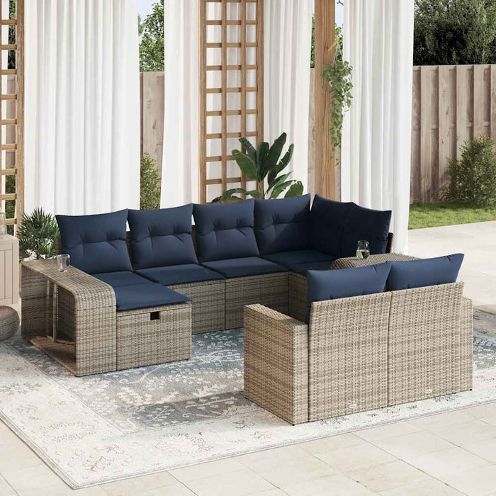 vidaXL Set Divano da Giardino 10 pz con Cuscini Grigio in Polyrattan