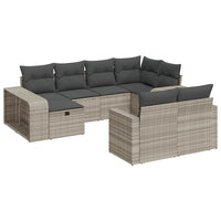 vidaXL Set Divano Giardino 10 pz con Cuscini Grigio Chiaro Polyrattan