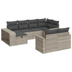 vidaXL Set Divano Giardino 10 pz con Cuscini Grigio Chiaro Polyrattan