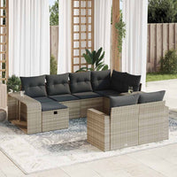 vidaXL Set Divano Giardino 10 pz con Cuscini Grigio Chiaro Polyrattan