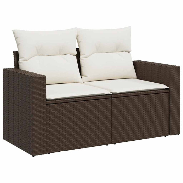 vidaXL Set Divani da Giardino 10pz con Cuscini in Polyrattan Marrone