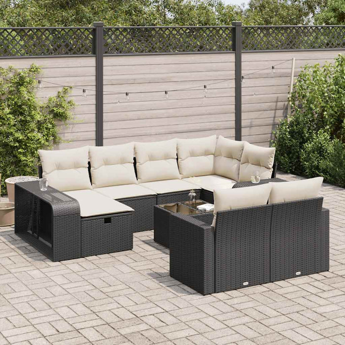 vidaXL Set Divani da Giardino 11 pz con Cuscini in Polyrattan Nero