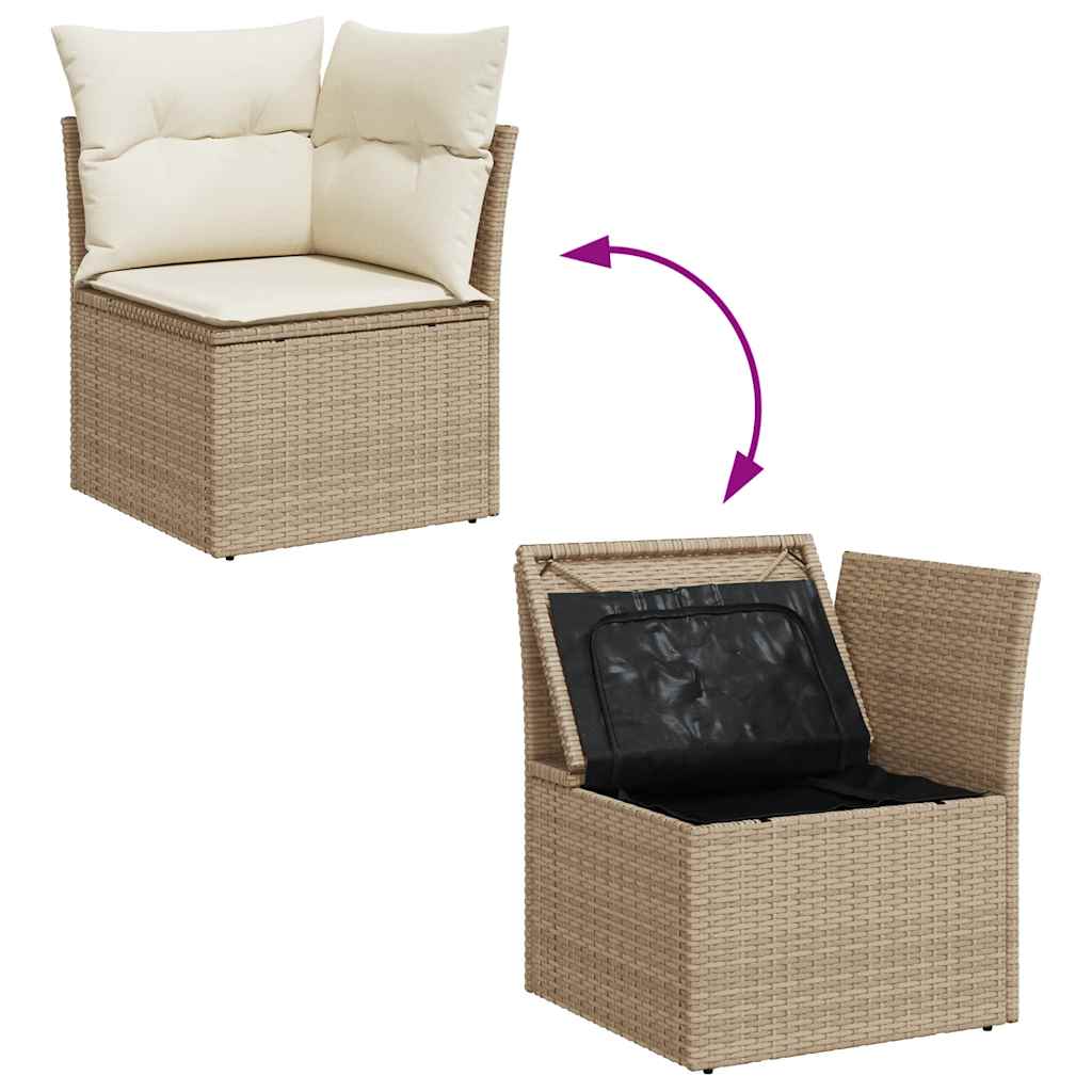 Set Divani da Giardino 11 pz con Cuscini Beige in Polyrattan 3326072