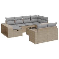 vidaXL Set Divani da Giardino 11 pz con Cuscini Beige in Polyrattan