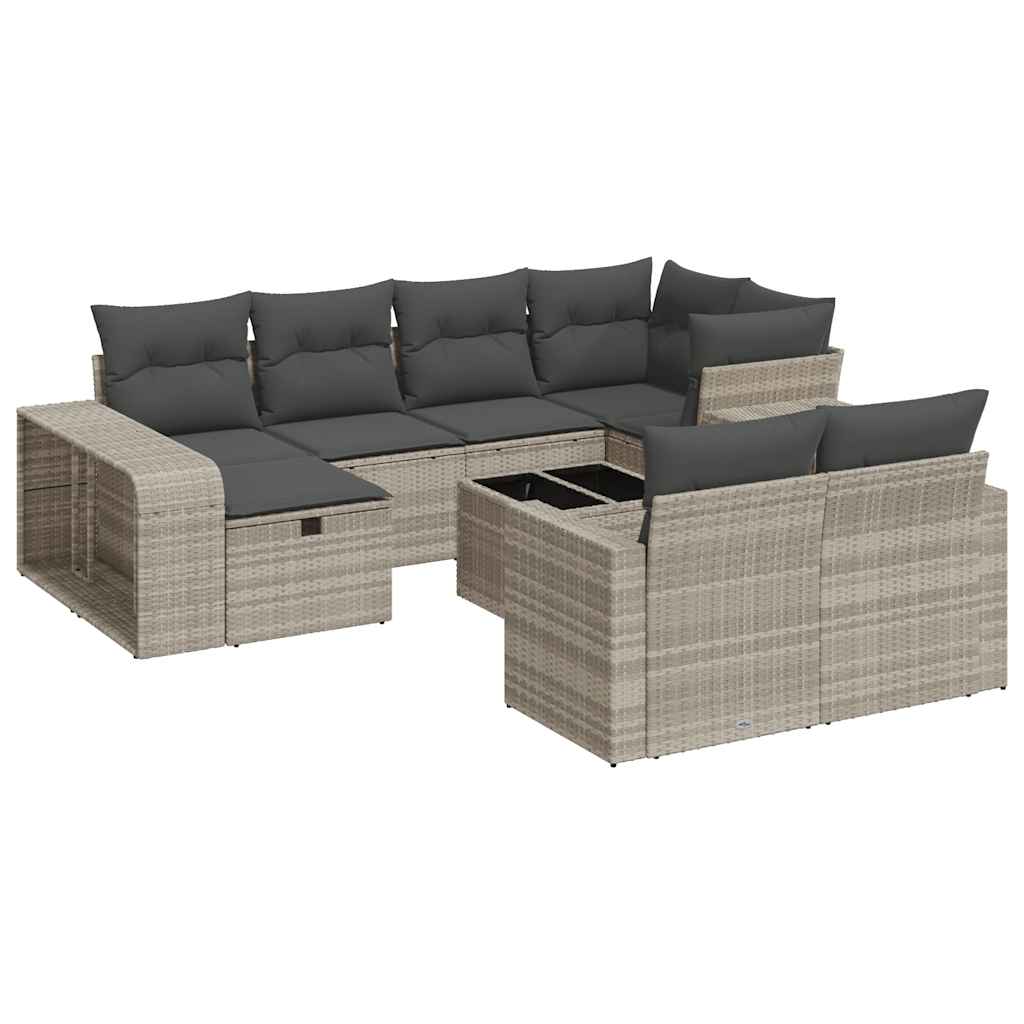 Set Divani da Giardino 11 pz con Cuscini in Polyrattan Grigio 3326076