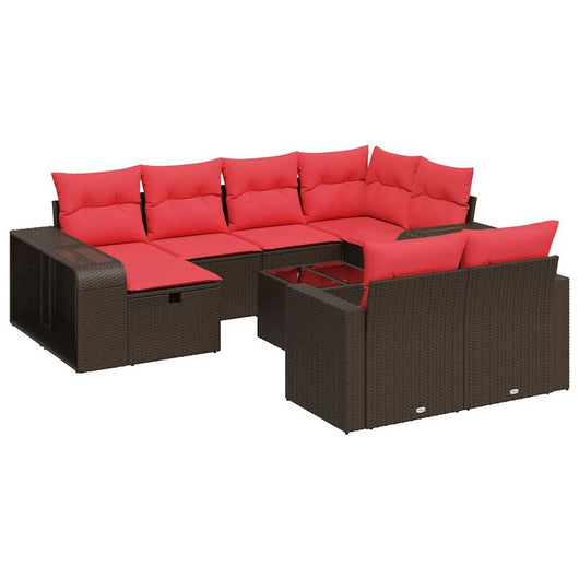 vidaXL Set Divani da Giardino 11 pz con Cuscini Polyrattan Marrone