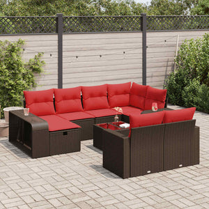 vidaXL Set Divani da Giardino 11 pz con Cuscini Polyrattan Marrone