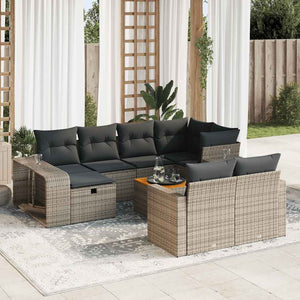 vidaXL Set Divani da Giardino 11 pz con Cuscini in Polyrattan Grigio