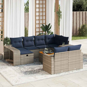 vidaXL Set Divani da Giardino 11 pz con Cuscini in Polyrattan Grigio