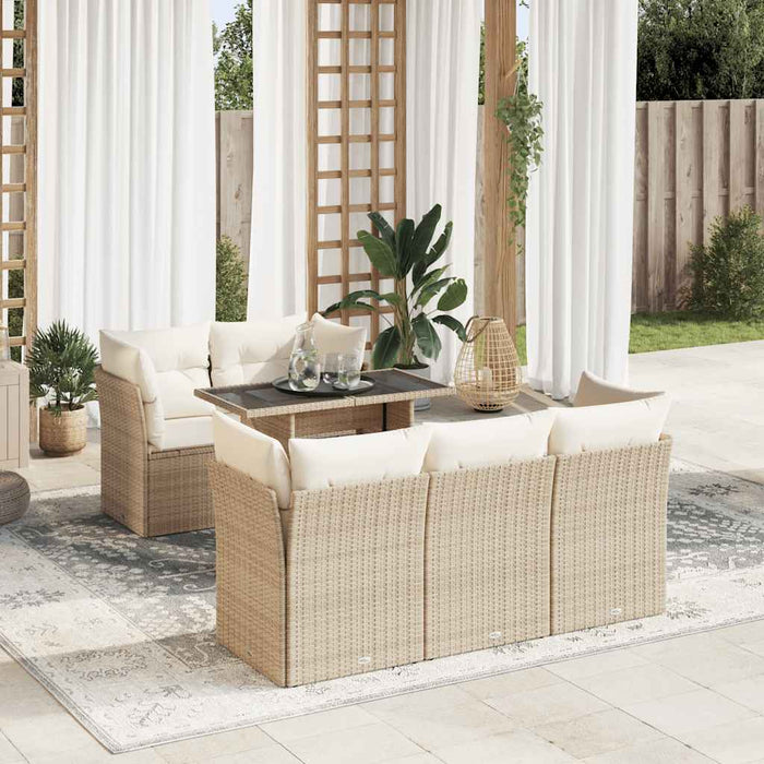 vidaXL Set Divano da Giardino 6 pz con Cuscini Beige in Polyrattan