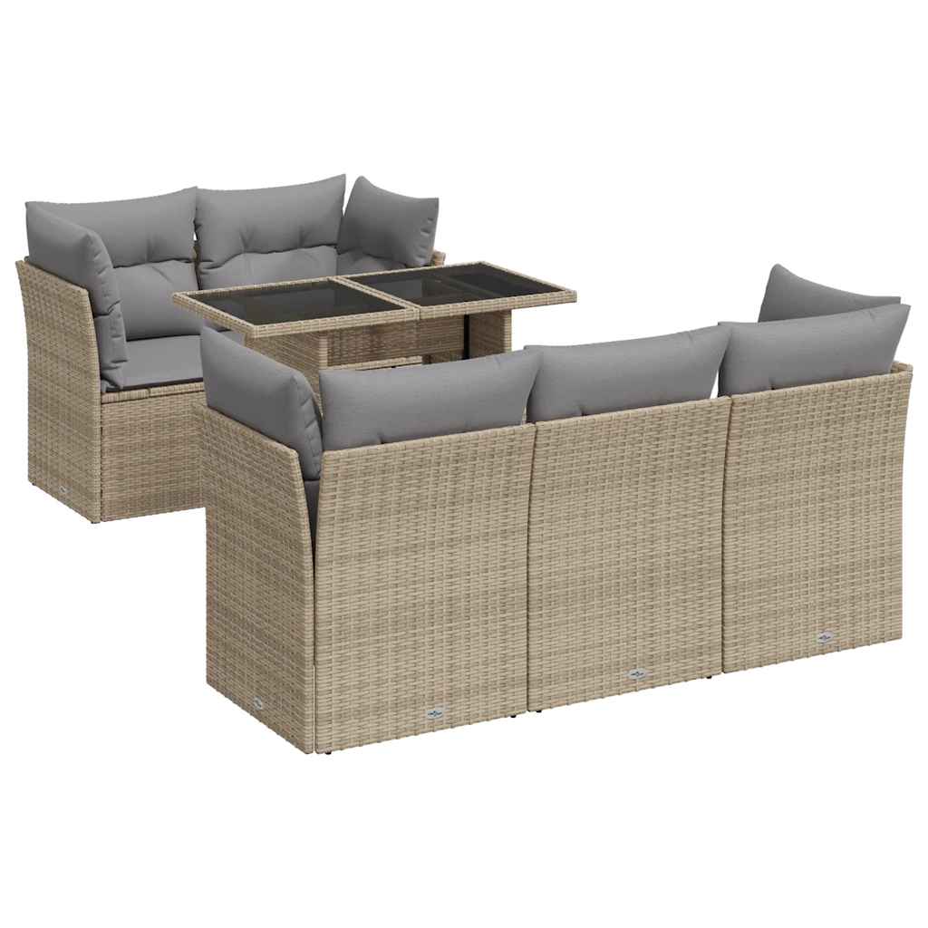 vidaXL Set Divano da Giardino 6 pz con Cuscini Beige in Polyrattan