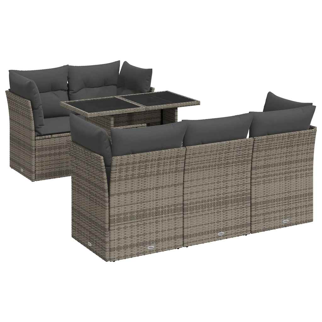 vidaXL Set Divano da Giardino 6 pz con Cuscini Grigio in Polyrattan
