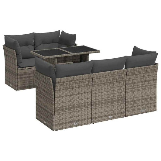 vidaXL Set Divano da Giardino 6 pz con Cuscini Grigio in Polyrattan
