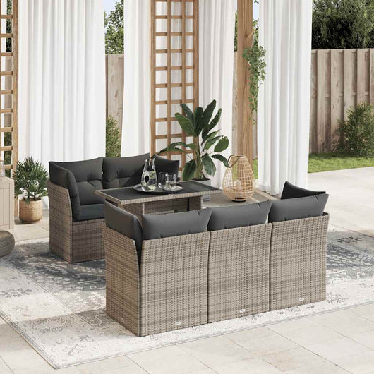 vidaXL Set Divano da Giardino 6 pz con Cuscini Grigio in Polyrattan