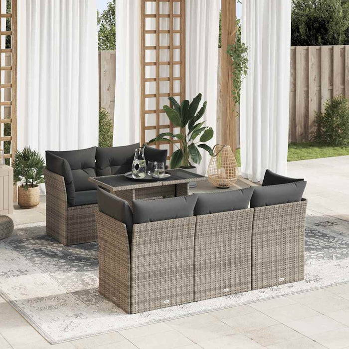 vidaXL Set Divano da Giardino 6 pz con Cuscini Grigio in Polyrattan