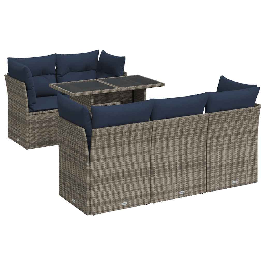 vidaXL Set Divano da Giardino 6pz con Cuscini Grigio Polyrattan Acacia