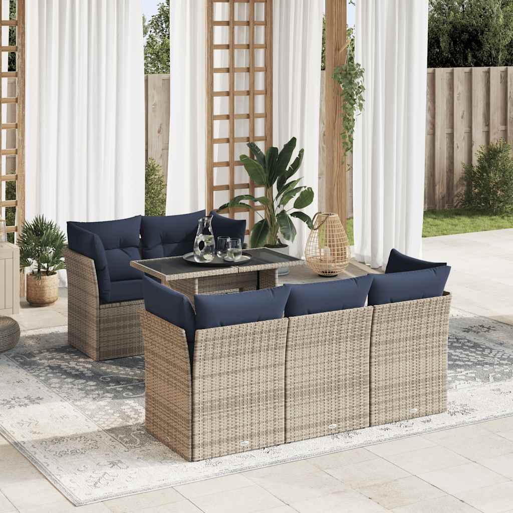 vidaXL Set Divano da Giardino 6pz con Cuscini Grigio Polyrattan Acacia
