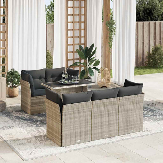 vidaXL Set Divano da Giardino 6pz con Cuscini Grigio Chiaro Polyrattan