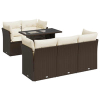 Set Divano da Giardino 6 pz con Cuscini Marrone in Polyrattan