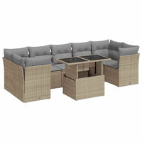 vidaXL Set Divano da Giardino 8 pz con Cuscini Beige in Polyrattan