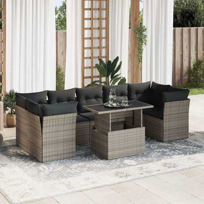 vidaXL Set Divano da Giardino 8 pz con Cuscini Grigio in Polyrattan