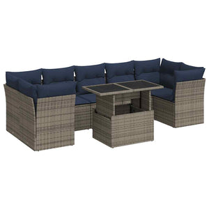 vidaXL Set Divano da Giardino 8pz con Cuscini Grigio Polyrattan Acacia