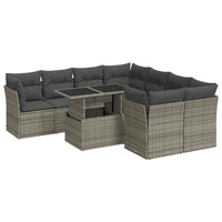 Set Divano da Giardino 9 pz con Cuscini Grigio in Polyrattan