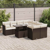vidaXL Set Divani da Giardino 9pz con Cuscini Marrone in Polyrattan