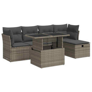 vidaXL Set Divano da Giardino 6 pz con Cuscini Grigio in Polyrattan