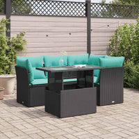 Set Divani da Giardino 5 pz con Cuscini Nero Polyrattan Acacia 3326148