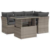 Set Divano da Giardino 5 pz con Cuscini Grigio in Polyrattan