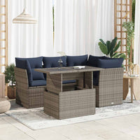 Set Divano Giardino 5 pz con Cuscini Grigio Polyrattan Acacia