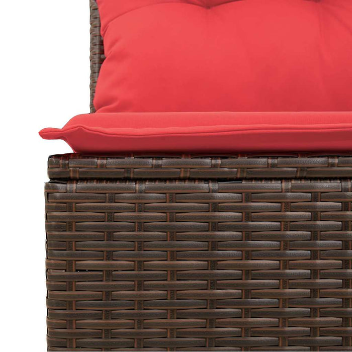 vidaXL Set Divano da Giardino 5 pz Cuscini Marrone Polyrattan e Acacia