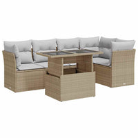 vidaXL Set Divano da Giardino 6 pz con Cuscini Beige in Polyrattan