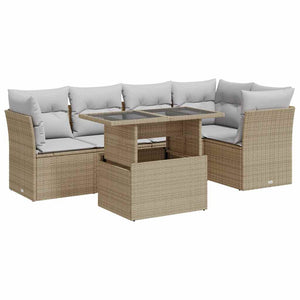 vidaXL Set Divano da Giardino 6 pz con Cuscini Beige in Polyrattan