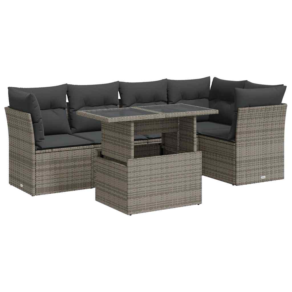 vidaXL Set Divano da Giardino 6 pz con Cuscini Grigio in Polyrattan