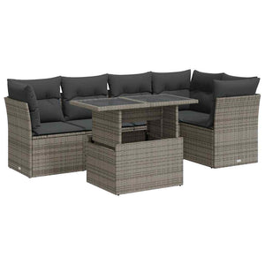 vidaXL Set Divano da Giardino 6 pz con Cuscini Grigio in Polyrattan
