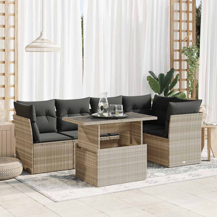 vidaXL Set Divano da Giardino 6pz con Cuscini Grigio Chiaro Polyrattan