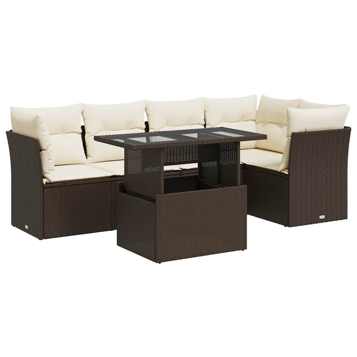 Set Divano da Giardino 6 pz con Cuscini Marrone in Polyrattan 3326164
