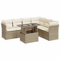 vidaXL Set Divani da Giardino 7 pz con Cuscini Beige in Polyrattan