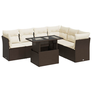 vidaXL Set Divani da Giardino 7 pz con Cuscini Marrone in Polyrattan