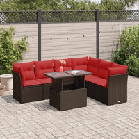 vidaXL Set Divani da Giardino 7pz con Cuscini Marrone Polyrattan Acacia