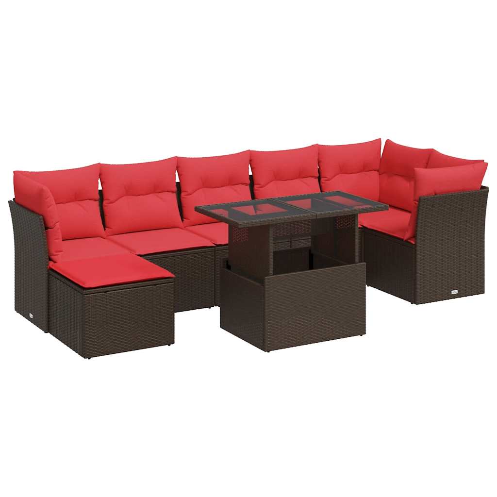 vidaXL Set Divani Giardino 8 pz con Cuscini Marrone Polyrattan Acacia