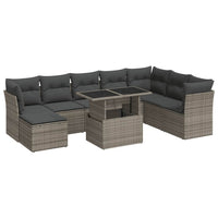 vidaXL Set Divano da Giardino 9 pz con Cuscini Grigio in Polyrattan