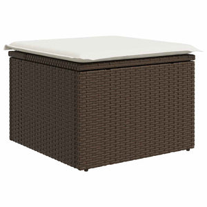 Set Divani da Giardino 9pz con Cuscini Marrone in Polyrattan